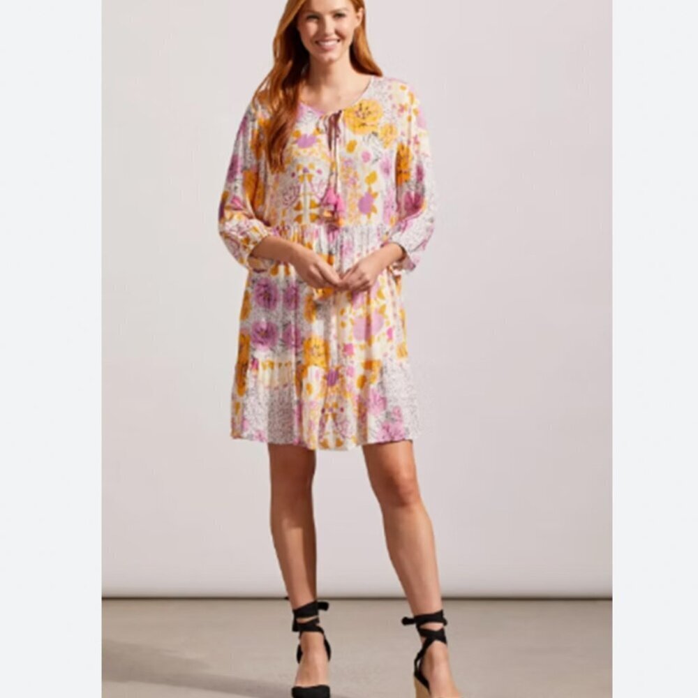 Women's Tribal Jeans Floral Pink/Orange Tassel Summer Dress Size Medium